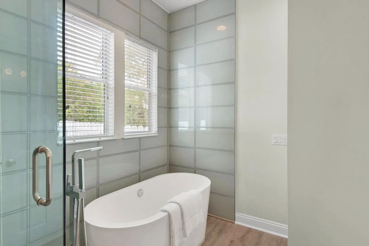 Master bath quartzite vanity installation