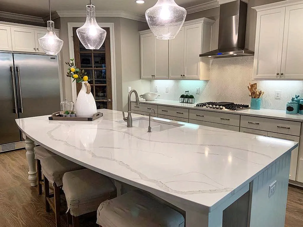 Large-format quartzite kitchen counter