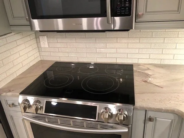 Modern quartz countertop with eat-in counter