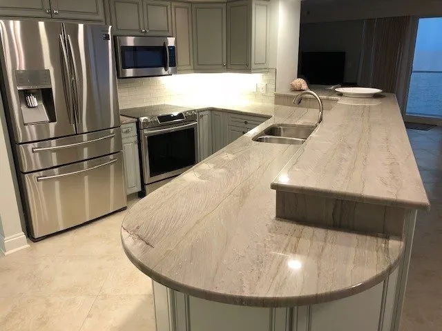 Granite bar top with custom edge profile