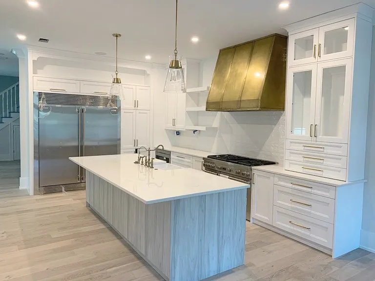 Granite kitchen countertop with seamless backsplash