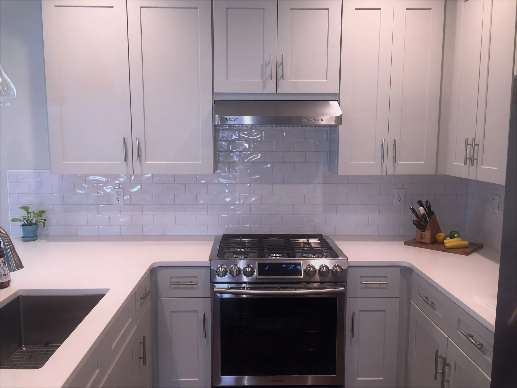 Granite countertop installation with island and breakfast bar